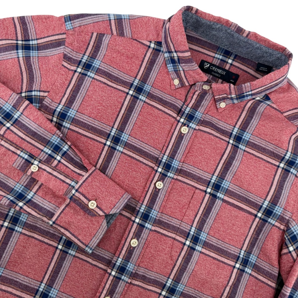 Cremieux Classics Button Down‎ Shirt Mens M Red Blue Plaid Long Sleeve Cotton